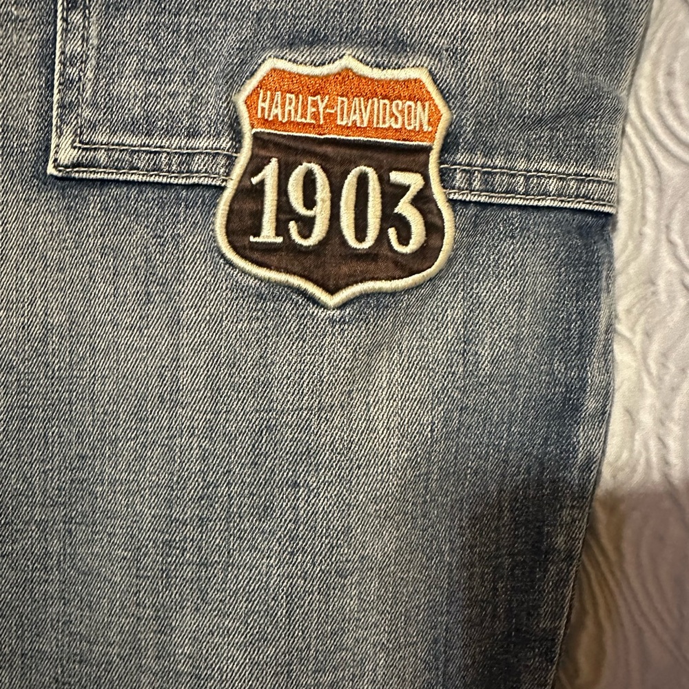 Vintage Harley-Davidson flare Blue Denim overalls - Picture 9 of 9